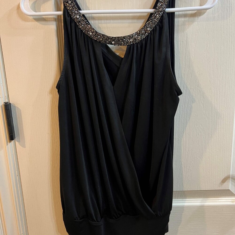 Express Black Dressy Top Crushed Stone Collar
